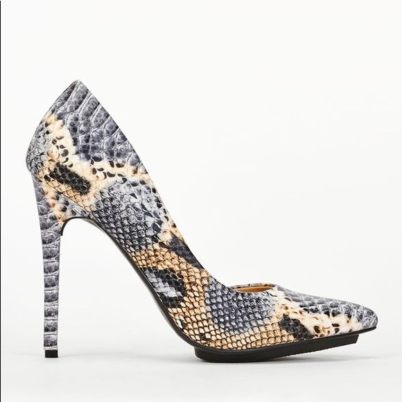 New grey & peach snakeskin pump stiletto heals. - Picture 2 of 8